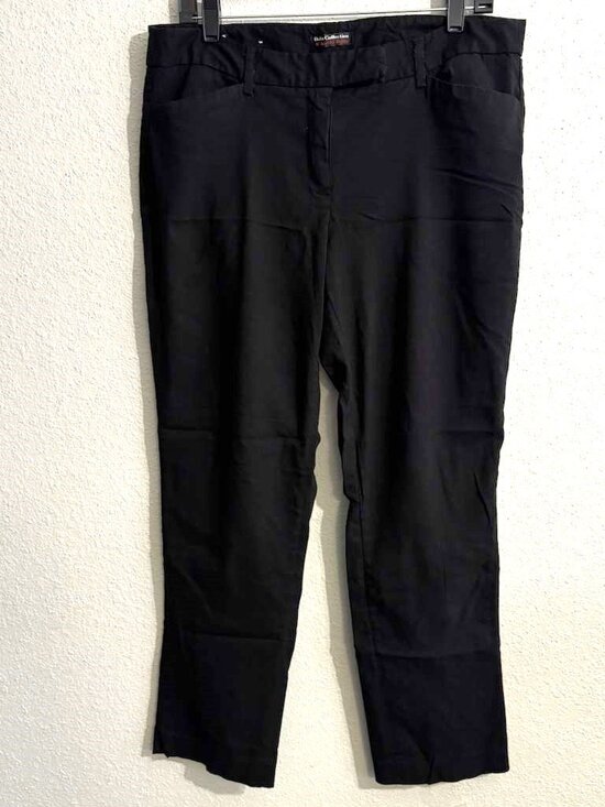Dalia Collection Womens Flat Front Straight Leg Stretch Dress Pants Black Sz 12P - Picture 1 of 16